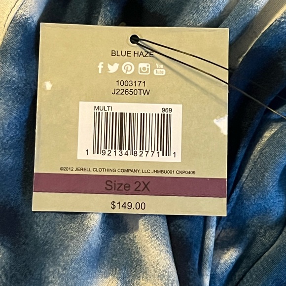 NWT John Mark BLUE HAZE Colorful Embroidered TIE DYE GAUZY BOHO Tunic To… - Picture 13 of 14